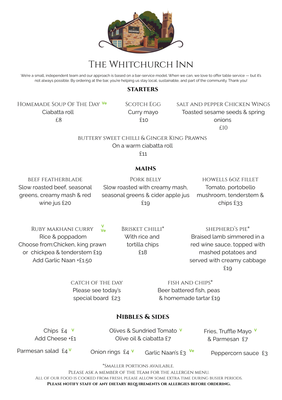 Menu – The Whitchurch Inn