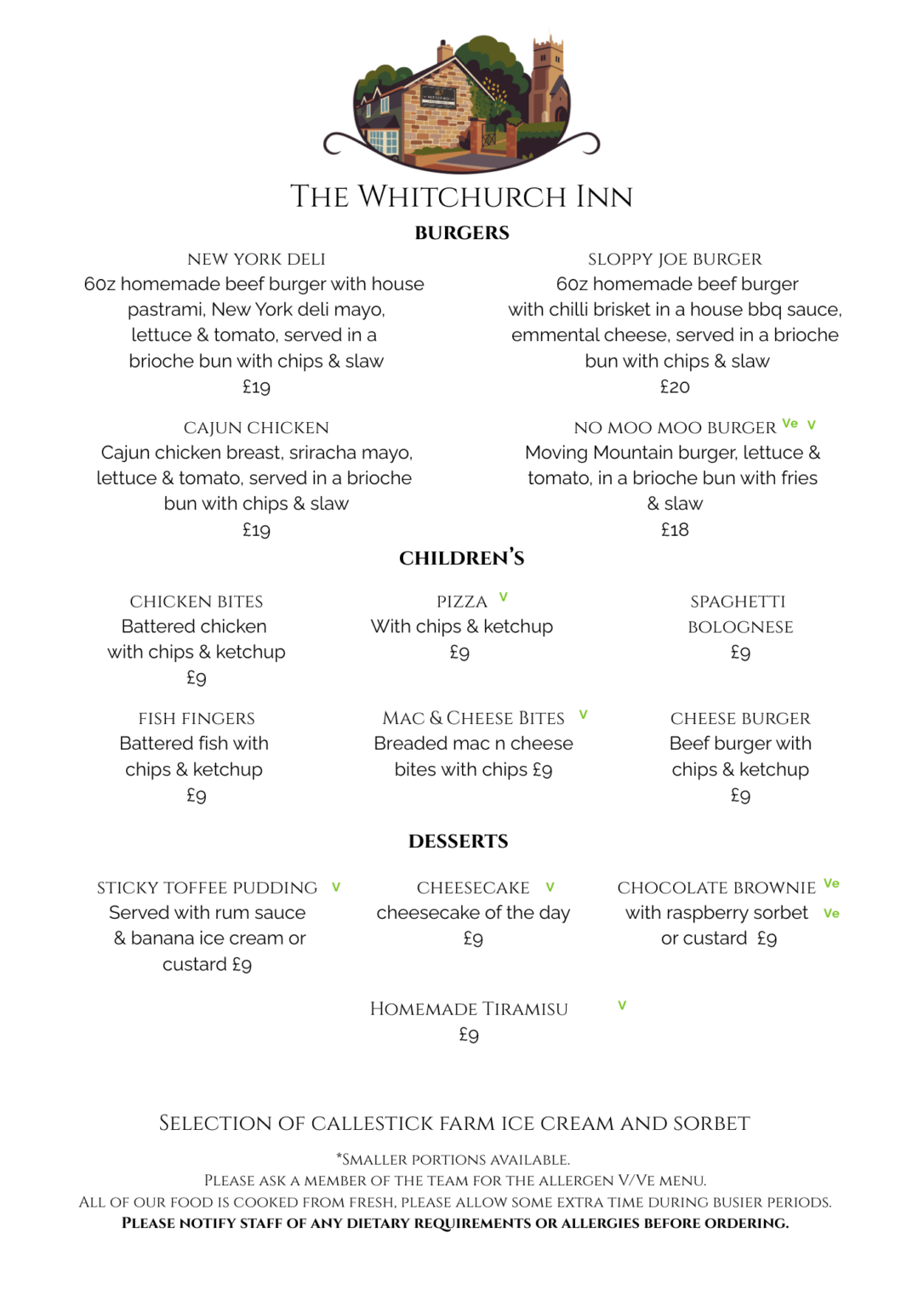 Menu – The Whitchurch Inn